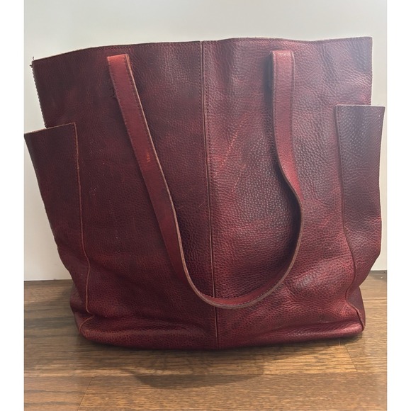 Duluth Pack Handbags - Duluth Trading Co. Lifetime Leather Large Deep Red Pebbled Tote Bag Purse